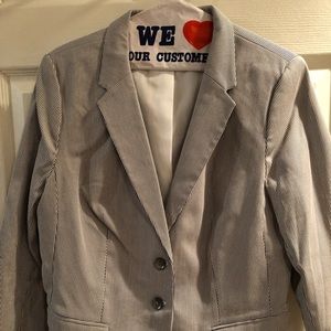 Navy/white seersucker blazer from The Limited